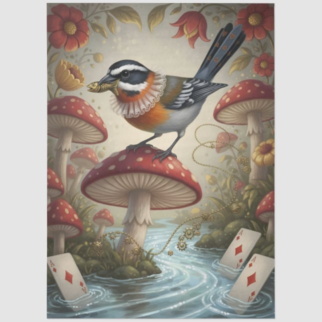 Papel De Seda Decoupage Whimsical Bird Seidenpapier (Frente )