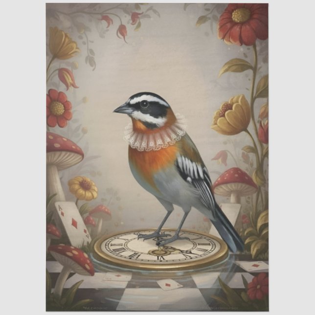 Papel De Seda Decoupage Whimsical Bird Seidenpapier (Frente )