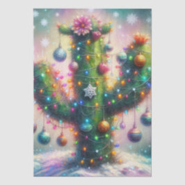 Papel De Seda Decoupage Whimsical de Saguaro Cactus de Natal