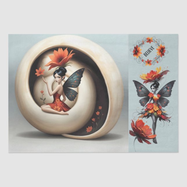 Papel De Seda Decoupage Whimsical Flower Fairy (Frente )