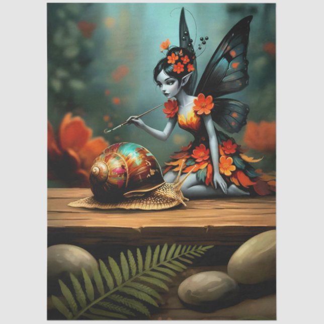 Papel De Seda Decoupage Whimsical Flower Fairy Seidenpapier (Frente )