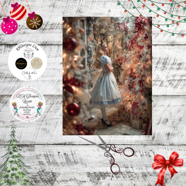 Papel De Seda Decoupage Whimsical Girl in Christmas Wonderland  (Criador carregado)