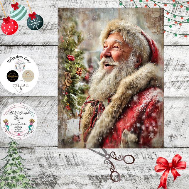 Papel De Seda Decoupage Whimsical Joyful Santa Claus  (Criador carregado)