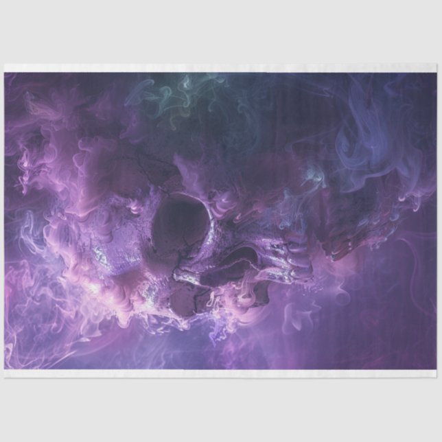 Papel De Seda Decoupage Whimsical Purple Fumante Crânio brilhant (Frente )