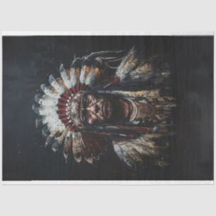 Papel De Seda Decoupage White Feather American Indian