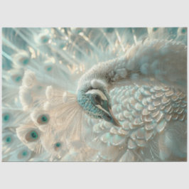 Papel De Seda Decoupage White Peacock Frosted Elegance