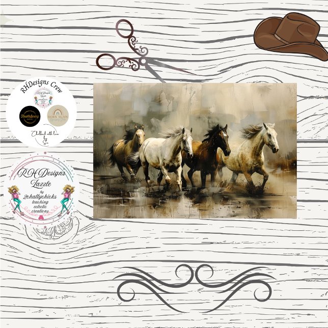 Papel De Seda Decoupage Wild Painterly Horses Running  (Criador carregado)