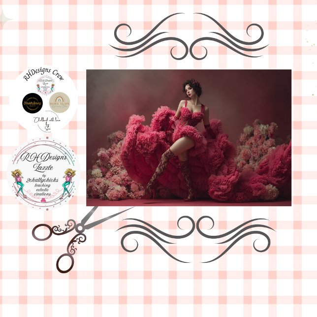 Papel De Seda Decoupage Woman Dramatic Ruffles for Valentine  (Criador carregado)