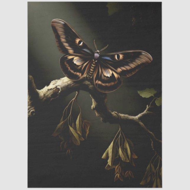 Papel De Seda Decoupage Woodland Moth Illustration (Frente )