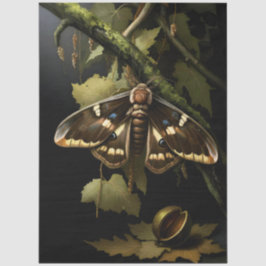 Papel De Seda Decoupage Woodland Moth Illustration