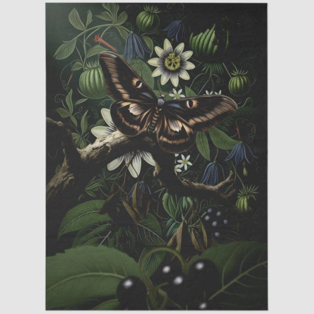 Papel De Seda Decoupage Woodland Moth Illustration (Frente )