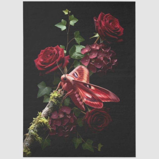 Papel De Seda Decoupage Woodland Moth Illustration (Frente )