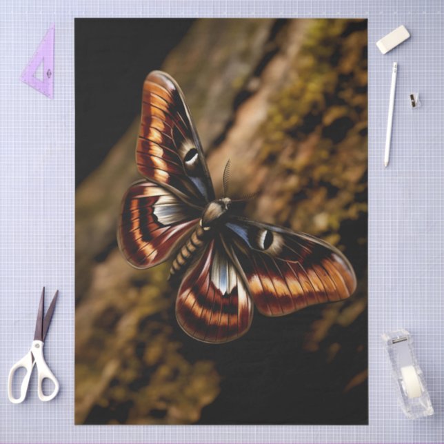 Papel De Seda Decoupage Woodland Moth Illustration (Arte )