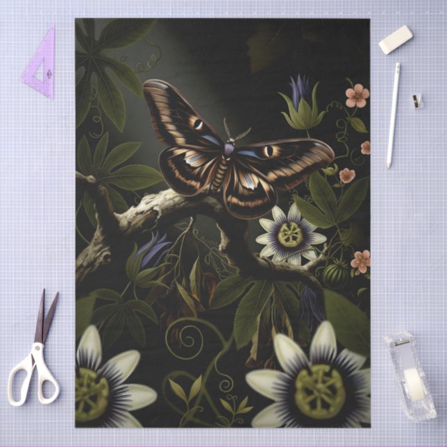 Papel De Seda Decoupage Woodland Moth Illustration (Arte )