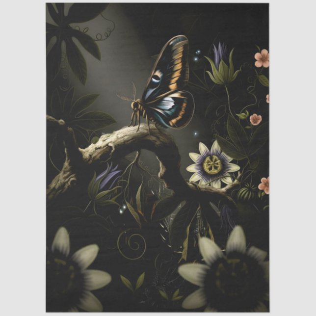 Papel De Seda Decoupage Woodland Moth Illustration (Frente )