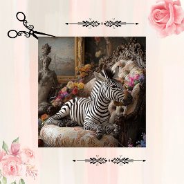 Papel De Seda Decoupage Zebra Bloom Roses Sofá Retrato Vintage
