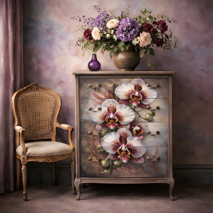 Papel De Seda Decoupagem de Arte de Orquídea Exótica