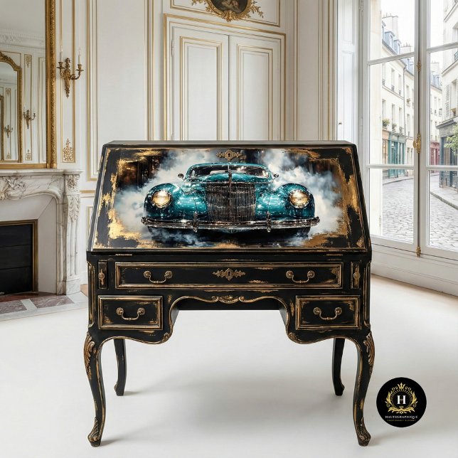 Papel De Seda Decoupagem de Carro Antigo Azul-Verde (Criador carregado)
