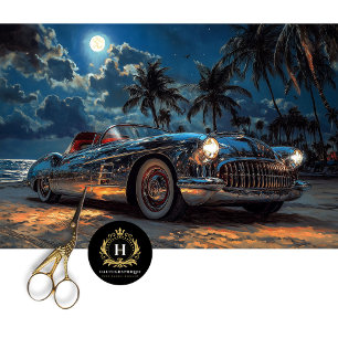 Papel De Seda Decoupagem de Carro Vintage Tropical ao Luar