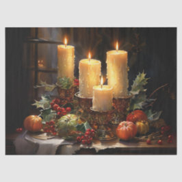 Papel De Seda Decoupagem de Centro de Natal com Velas Pilar Craf