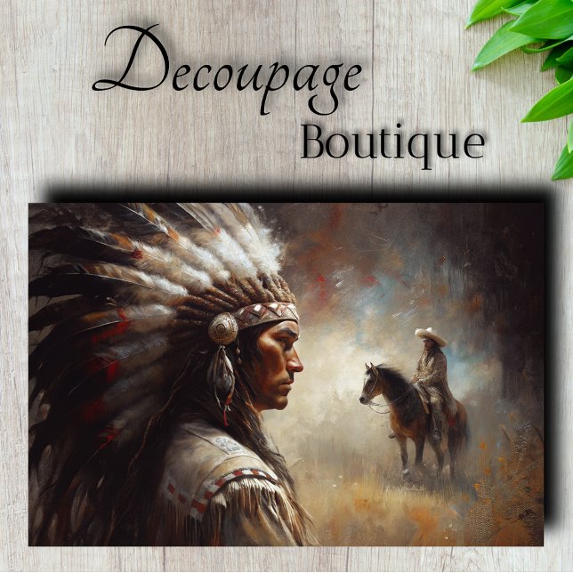 Papel De Seda Decoupagem de Chefe Nativo Americano (Native American Chief Decoupage Tissue Paper)