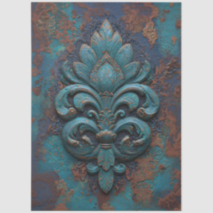 Papel De Seda Decoupagem de Fleur-De-Lis Relevo Damask