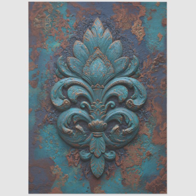 Papel De Seda Decoupagem de Fleur-De-Lis Relevo Damask (Frente )