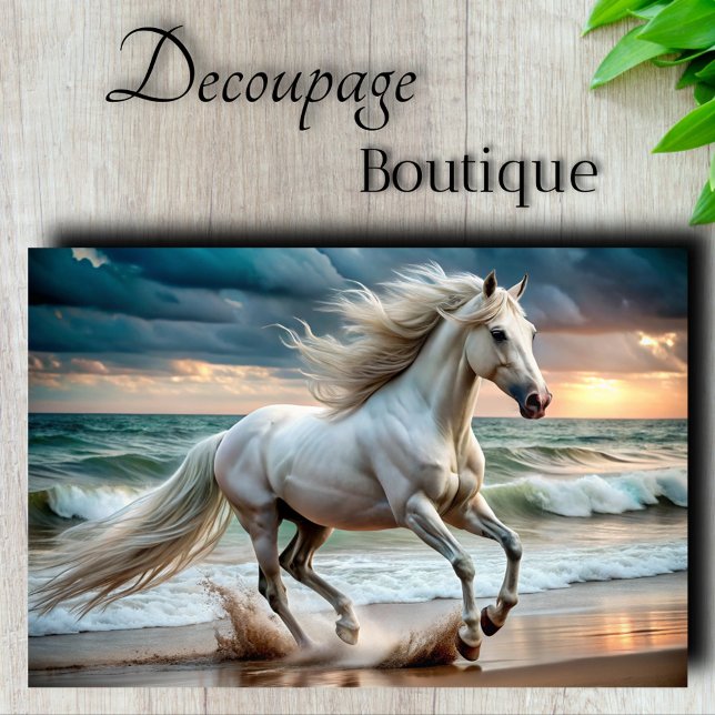 Papel De Seda Decoupagem de Garanhão do Oceano (Ocean Stallion Decoupage Tissue Paper)