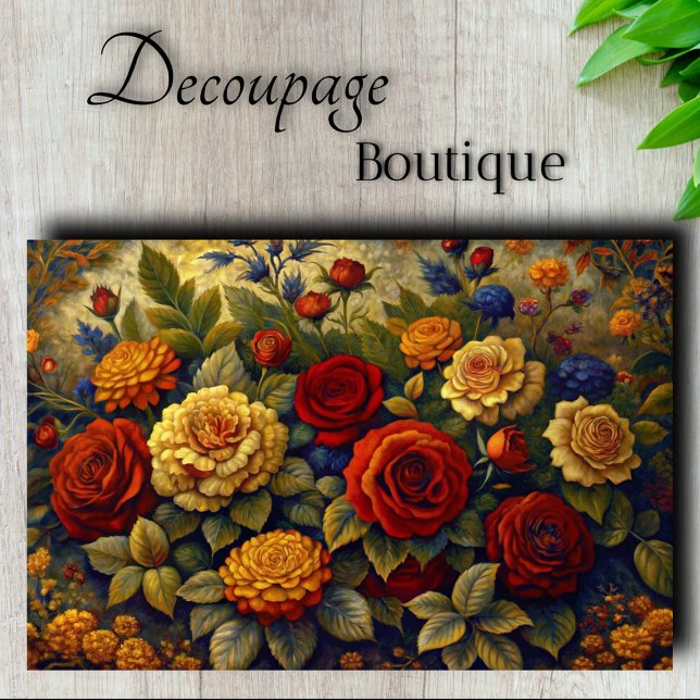 Papel De Seda Decoupagem do Jardim Real de Rosas (Royal Rose Garden Decoupage Tissue Paper)