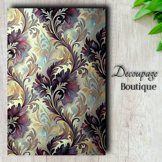 Papel De Seda Decoupagem do Sonho de Acanto de Ameixa (Plum Acanthus Dream Decoupage Tissue Paper)
