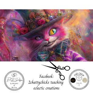 Papel De Seda Decoupagem Espirituosa Vibrante Olho Doido Gato no