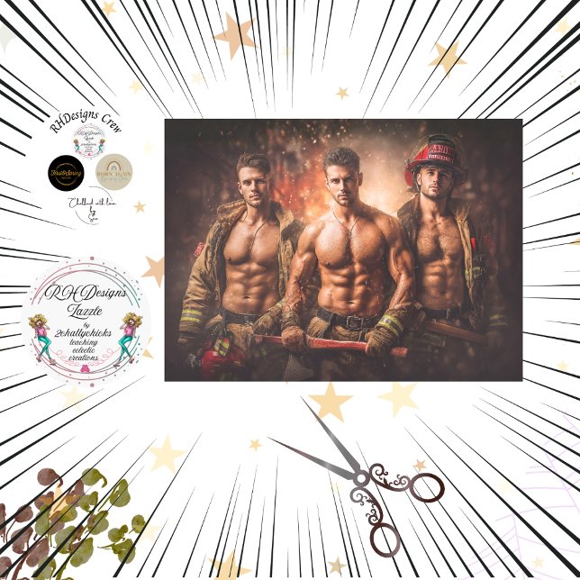 Papel De Seda Decoupagem Heroica Bombeiros Cena Dramática de Inc (Criador carregado)