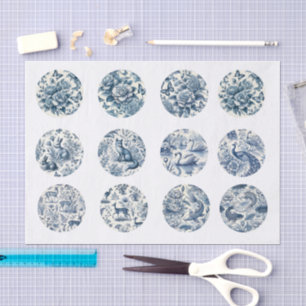 Papel De Seda Decoupagem Individual Azul Inspirada em Chinoiseri
