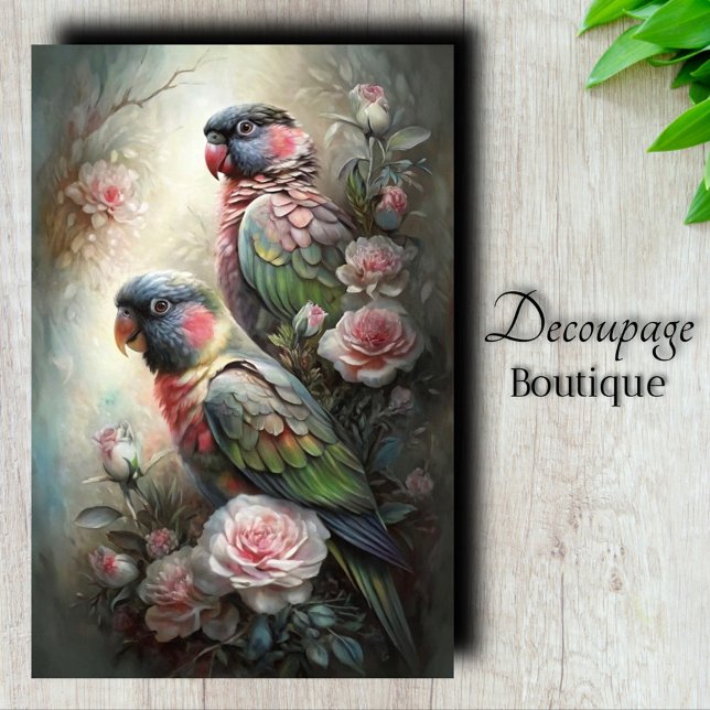 Papel De Seda Decoupagem Sonho do Papagaio (Parrot Reverie Decoupage Tissue Paper)