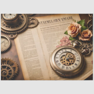 Papel De Seda Decoupagepapier, SteamFunk Clock 1