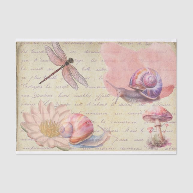 Papel De Seda Decoupágina de Dragonfly Snail (Frente )