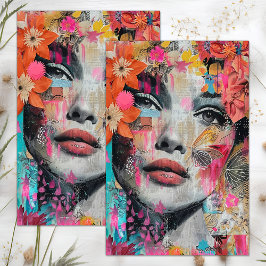 PAPEL DE SEDA DECUPAGEM MENINA DAS FLORES BOHO