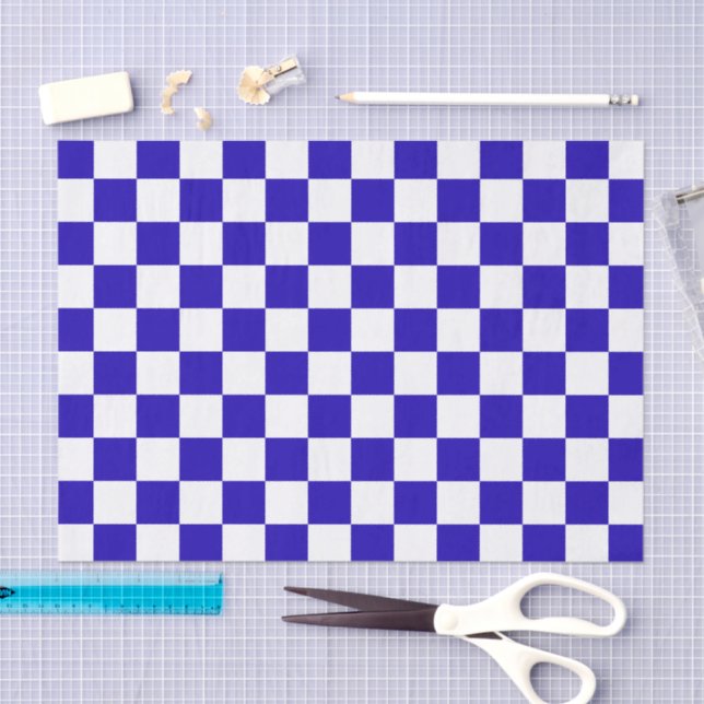 Papel De Seda Deep blue checkered  (Arte )