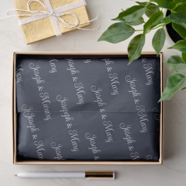Papel De Seda Deep Navy & Metallic Script Golf Course Wedding  (Presente)