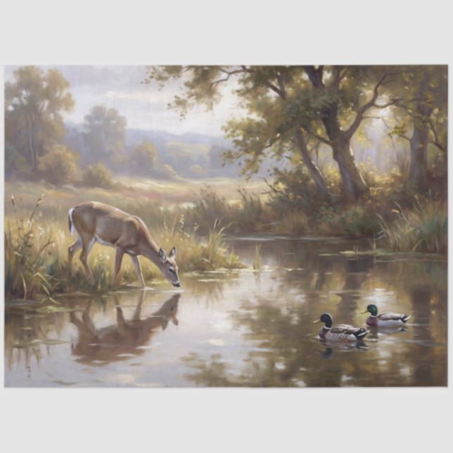 Papel De Seda Deer by the Pond Decoupage (Frente )