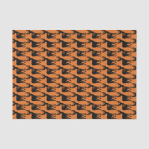 Papel De Seda Deer Hunting Silhouette Pattern Orange Background