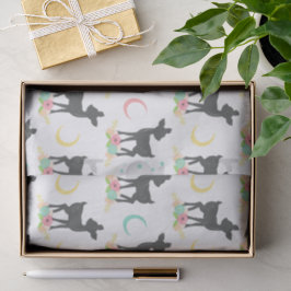 Papel De Seda Deer Pattern, Baby Deer, Boho, Flores, Lua