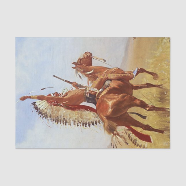 Papel De Seda "Defiance" Western Art de Frederic Remington (Frente )