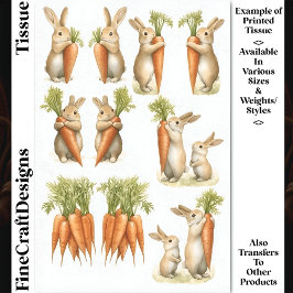 Papel De Seda Definir Pares de Coelhinhos Brancos e Carrots DC1