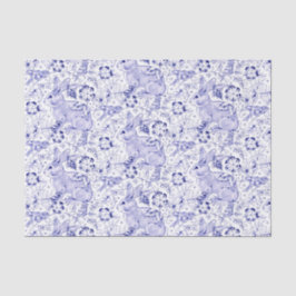 Papel De Seda Delft Blue Bunny Rabbit Birds Elegante Chinoiserie