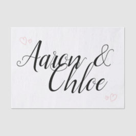 Papel De Seda Delicado Casamento de Caligrafia Minimalista