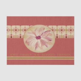 Papel De Seda Delicado Floral, Padrão Rosa e Creme