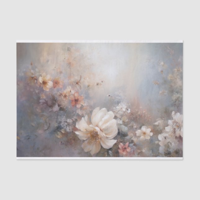 Papel De Seda Delicados, belos florais suaves e elegantes Decoup (Frente )