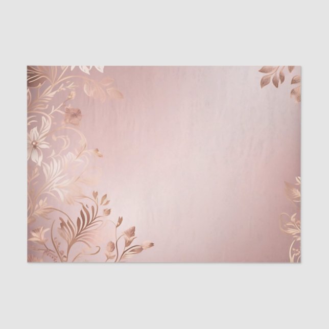 Papel De Seda Delicar cor-de-rosa e Rosa Dourado (Frente )