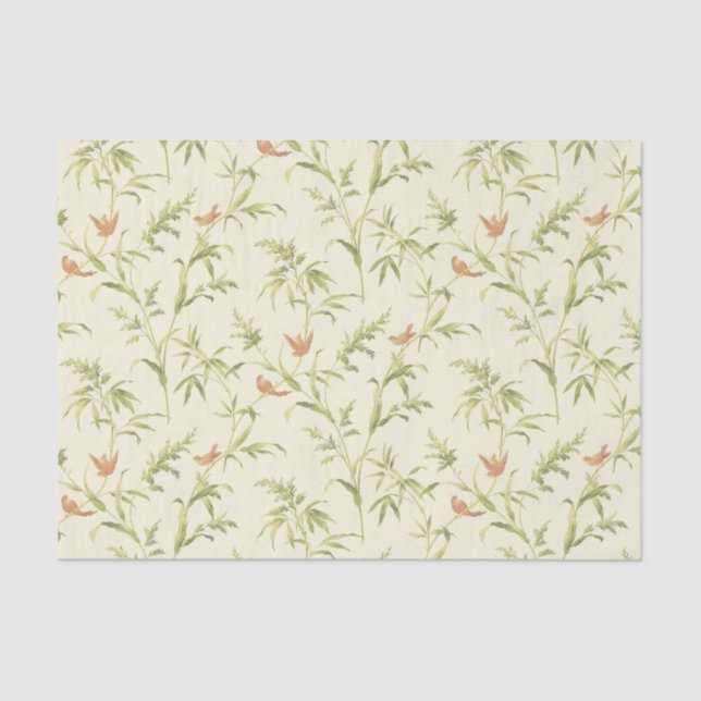 Papel De Seda Delicar Creme Verde n Blush Botanical Patterno (Frente )